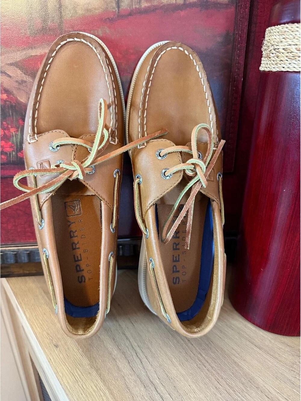 Sperry Top-Sider 2-Eye Men’s 9.5 M Tan Leather Boat Shoes